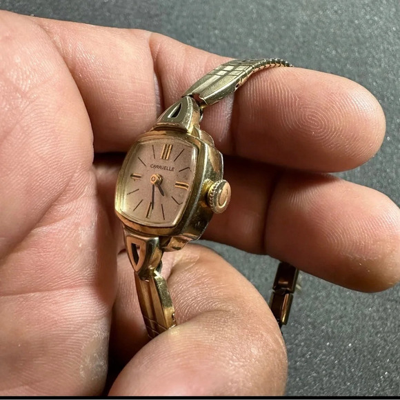 Vintage Caravelle N7 Ladies Cocktail Watch Gold Tone Mechanical Wind Up Working - Picture 4 of 10